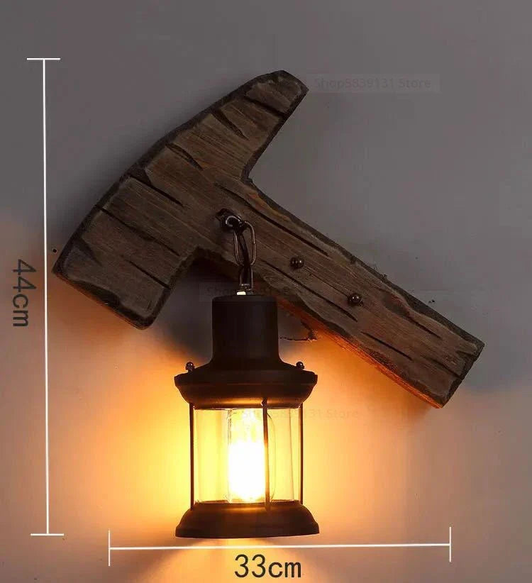 Nordic Wrought Iron Wood Wall Lamps LED Retro Creative Wall Lights for Home Bar Cafe Restaurant Living Room Decoration Lighting