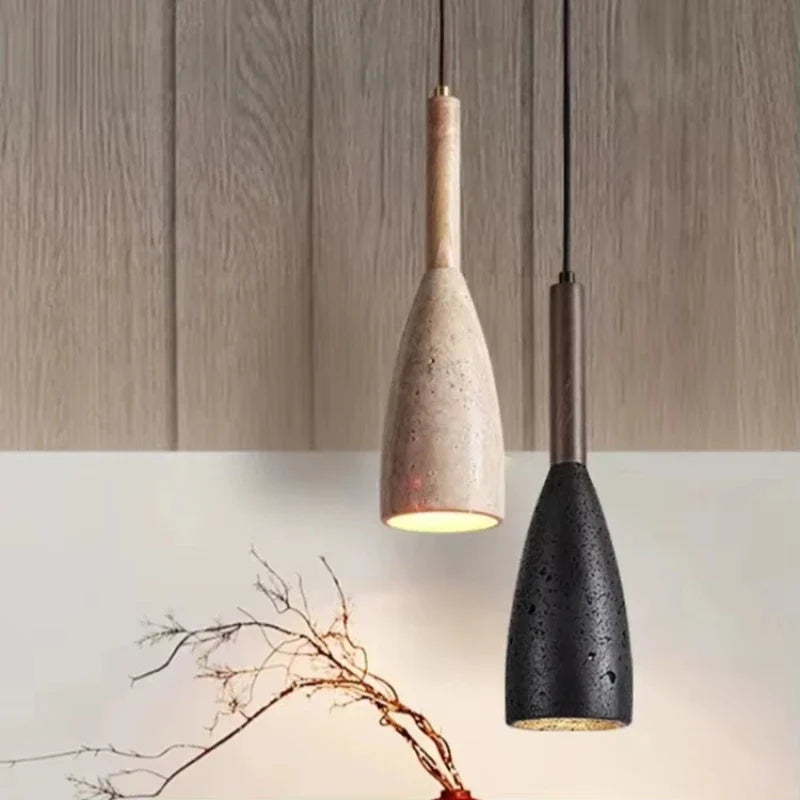 Modern Stone Pendant Light G9 LED – Minimalist Hanging Lamp for Bedroom & Study