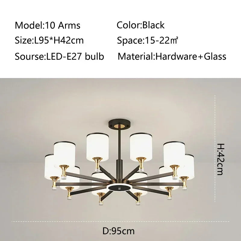 New Chinese Style Simple Chandelier Living Room Classical Restaurant Bedroom Trichromatic Pendant Lamp Retro Home Decor Lighting