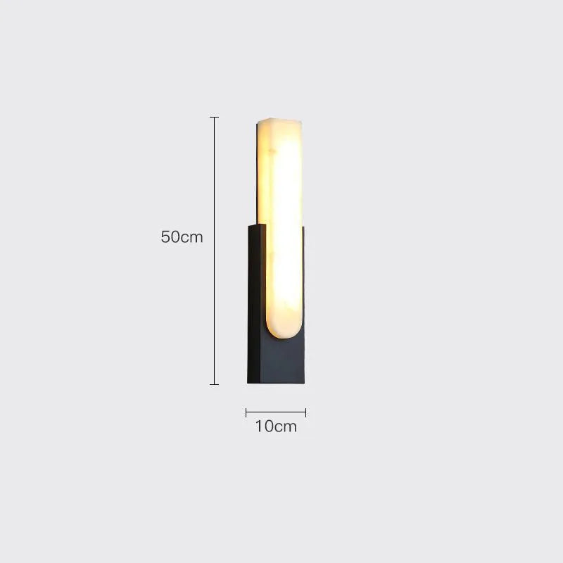 Modern Marble Effect LED Wall Light – Art Deco Vertical Sconce (Black/Gold)