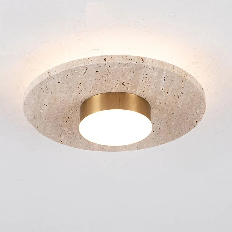 Round Stone LED Ceiling Lamp Balcony Hallway Living Room Industrial Vintage Entrance Ceiling Light Fixtures Plafondlamp