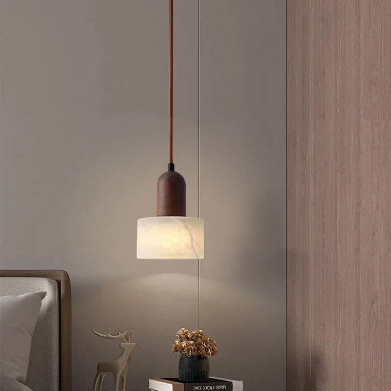 New marble master bedroom headboard chandelier new Chinese retro Wabi-Sabi advanced sense light luxury cable light