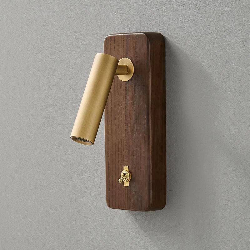 Modern Wood & Brass Wall Light – Adjustable Reading Sconce