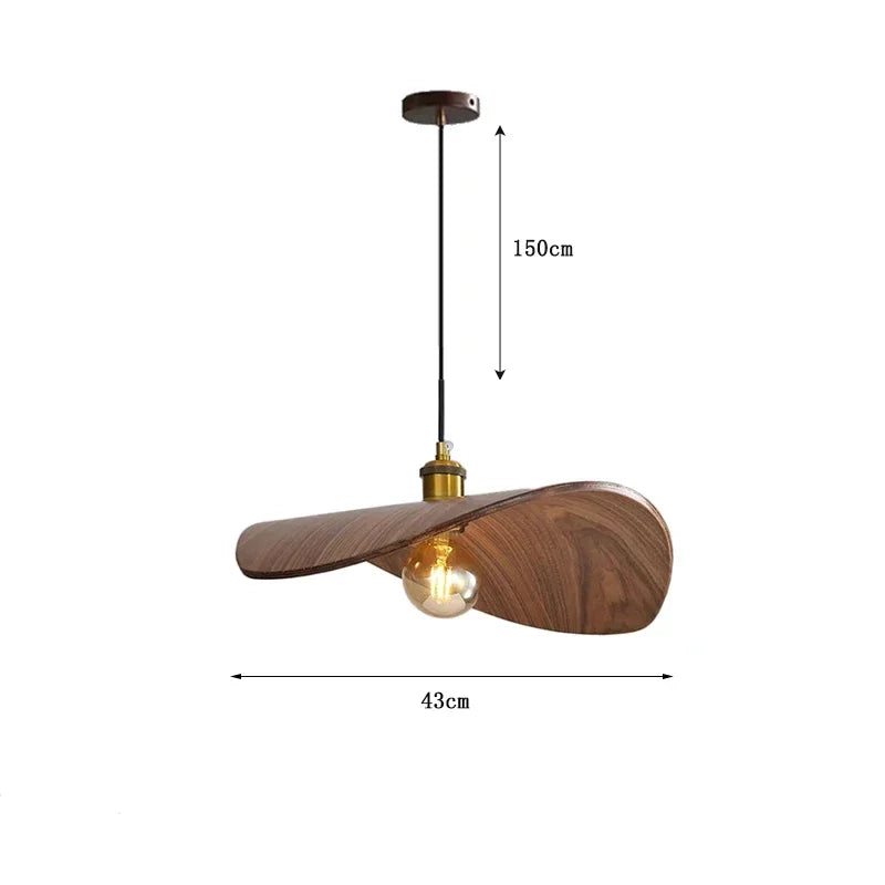 Modern Walnut Wood Pendant Light – Sculptural Minimalist Hanging Lamp