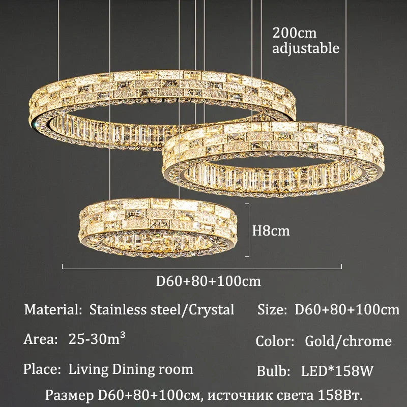2025 Designer's New Restaurant Crystal Chandelier Luxury High-end Living Room Bedroom Light Dining Desk Bar Counter Pendant Lamp