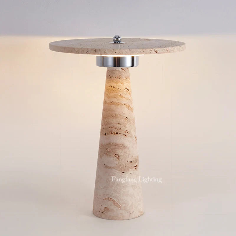 Mushroom Shaped Travertine LED Table Lamp Modern Natural Cave Stone Desk Lamp Indoor Decor Lighting Bedroom Living Room Study