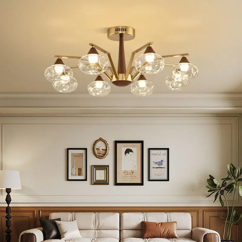 French Medieval Creative Retro Glass Pendant Lamp Living Room Bedroom Restaurant Kitchen LED Chandelier Indoor Decor Lighting