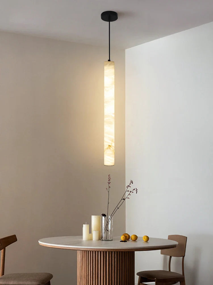 Modern Marble Tube Pendant Light – Minimalist LED Hanging Lamp for Dining Room & Kitchen Island