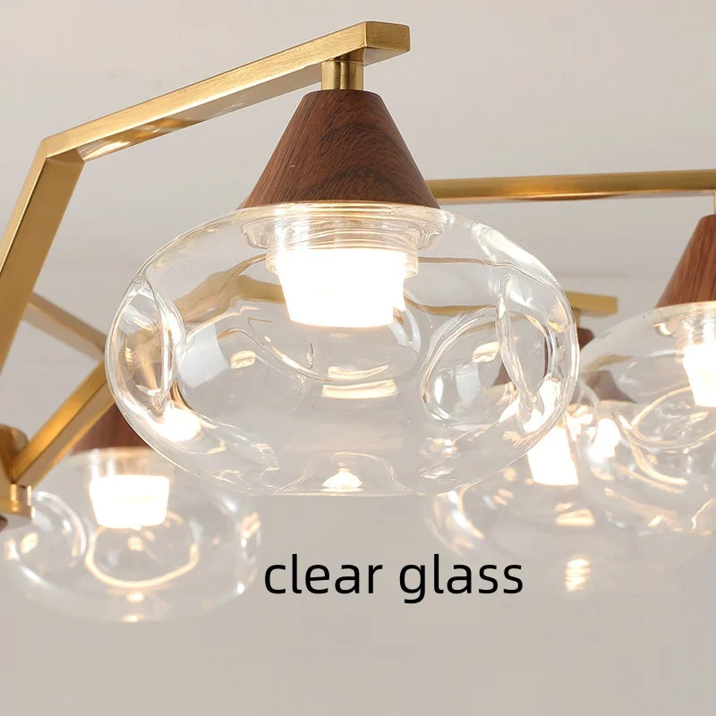 French Medieval Creative Retro Glass Pendant Lamp Living Room Bedroom Restaurant Kitchen LED Chandelier Indoor Decor Lighting