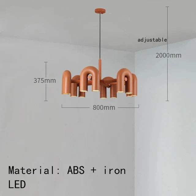Nordic Designer U-shaped Water Pipe Chandelier Ins Rotatable Variable Shape Bedroom Living Room Home LED Lighting Fixture Decor