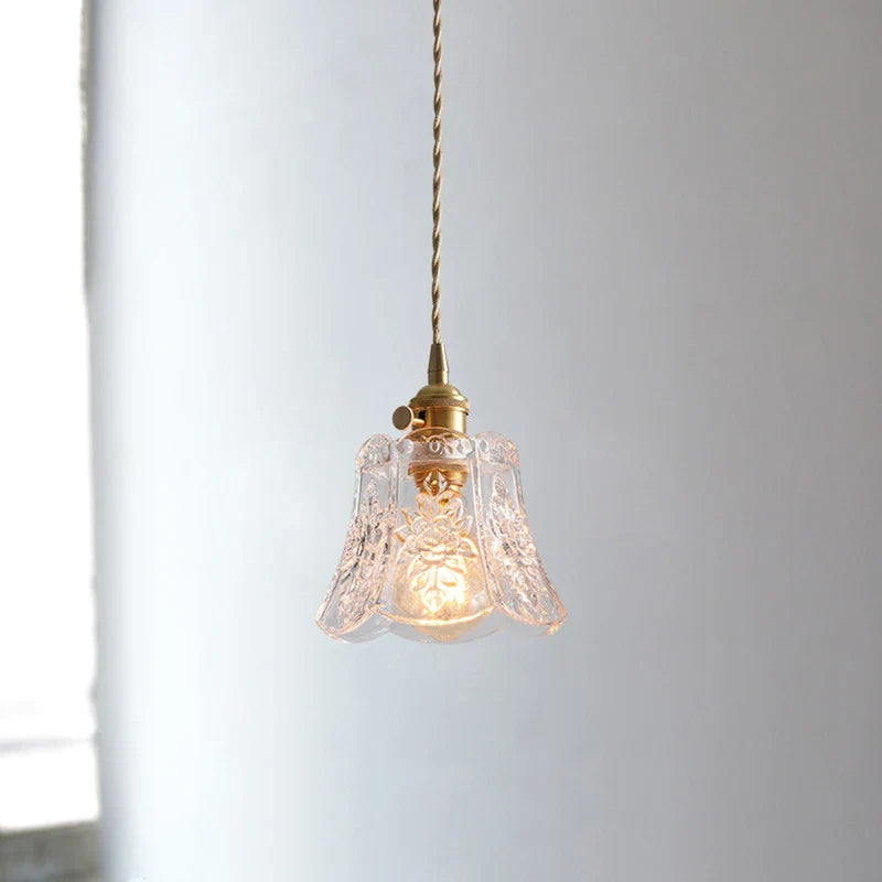3 Styles Nordic Flower Glass Pendant Lights Bedroom Restaurant Dinning Room Pendant Lamp Vintage Glass Decoration Wall Sconces L