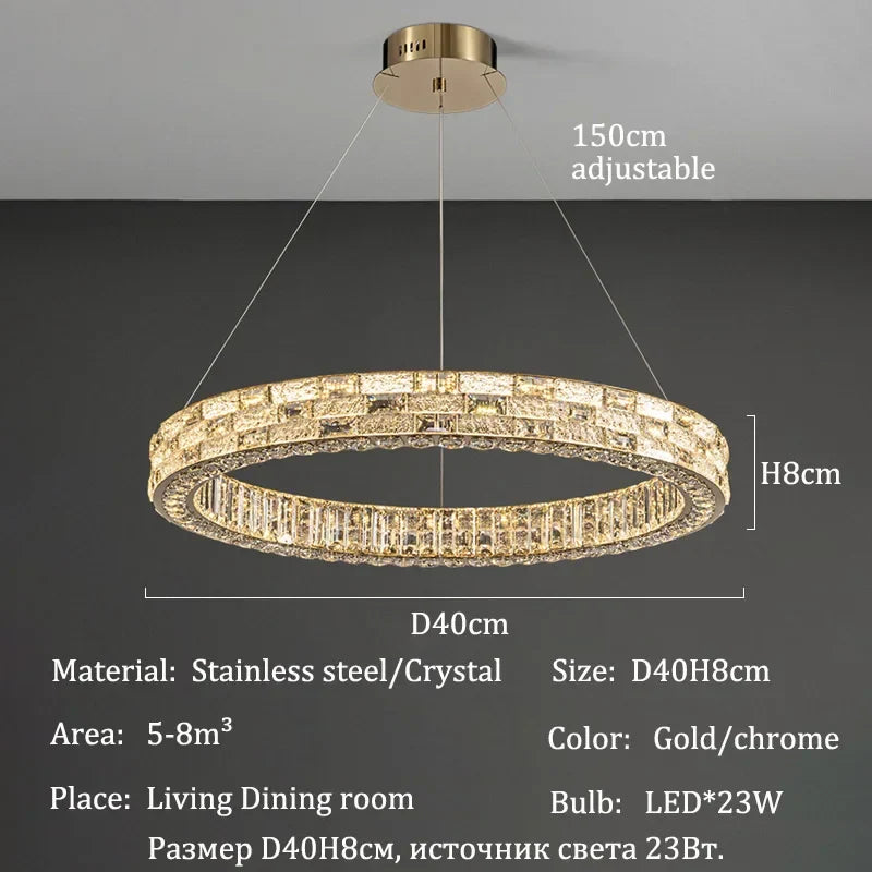 2025 Designer's New Restaurant Crystal Chandelier Luxury High-end Living Room Bedroom Light Dining Desk Bar Counter Pendant Lamp