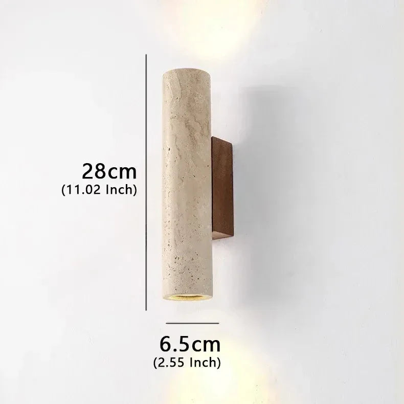 Wabi-Sabi Travertine Wall Light – Dual LED Stone Sconce for Bedroom, Hallway & Living Room
