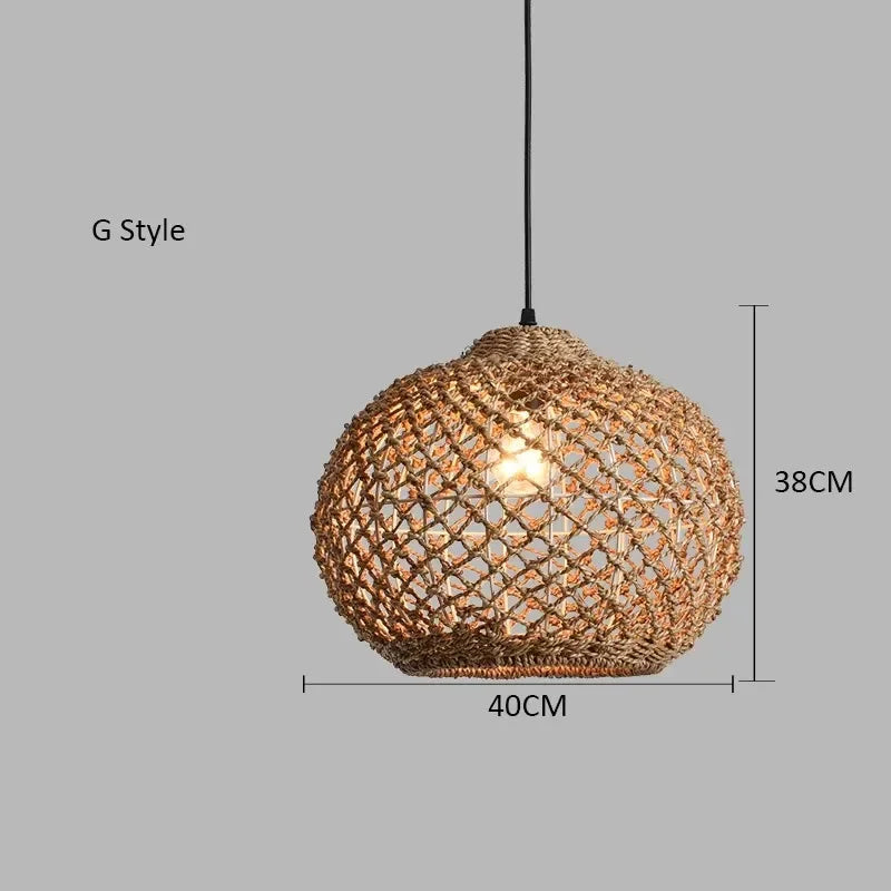 Bamboo Woven Pendant Lamp Rattan Woven Zen Tea Dining Japanese Bamboo Art Lantern Tea House Lighting Fixtures