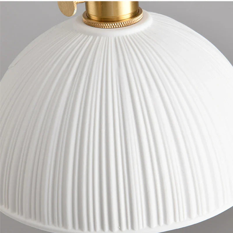 Retro Ceramic Pendant Light Artistic Mid-Century Dining Room Bar Table Entrance Balcony Semi-Circular Small Hanging Lamp