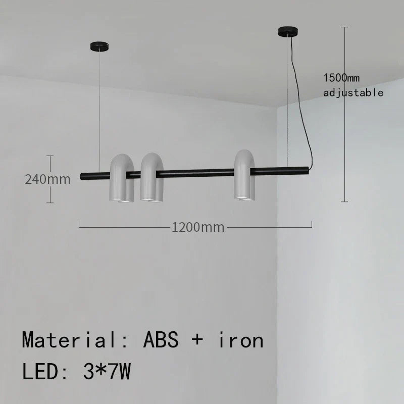 Modern Sculptural Chandelier – Black Pipe LED Ceiling Light
