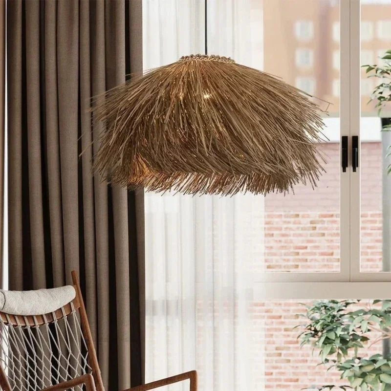 Art Countryside Vine Handmade Weaving Chandelier Homestay Restaurant Creative Living Room LED pendant lamp home Decor Lighting