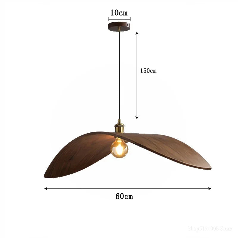 Modern Walnut Wood Pendant Light – Sculptural Minimalist Hanging Lamp