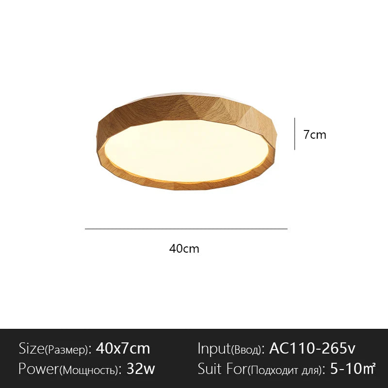 Nordic Walnut Colored Ceiling Light Retro And Minimalist Circular And Minimalist Eye Protection Bedroom Lighting Fixtures