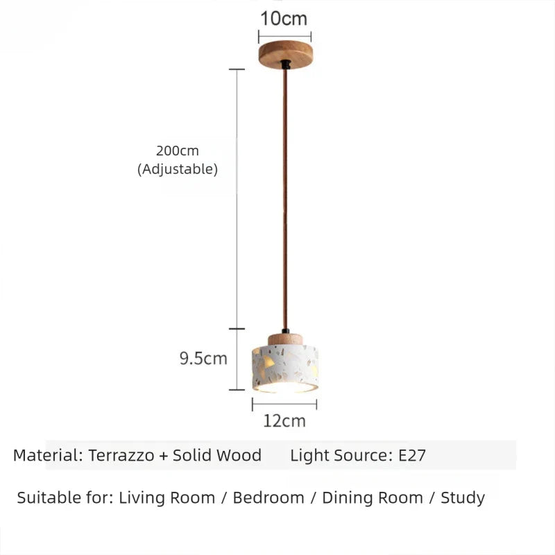Translucent stone antique small pendant lamp Zen style bedroom bedside table dining room bar counter terrazzo Japanese walnut wo