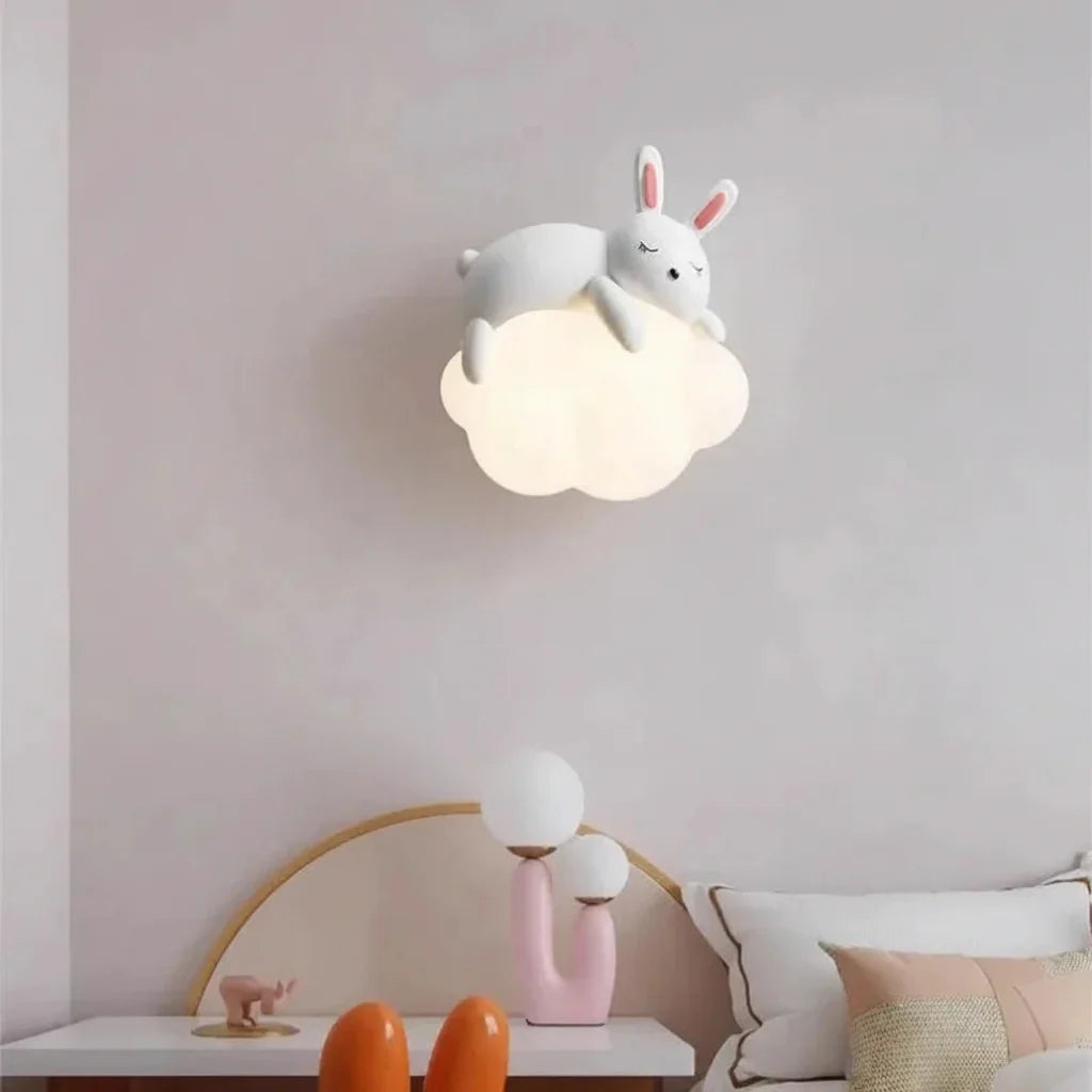 Cute Bunny Cloud Wall Lamp – Kids Bedroom Night Light