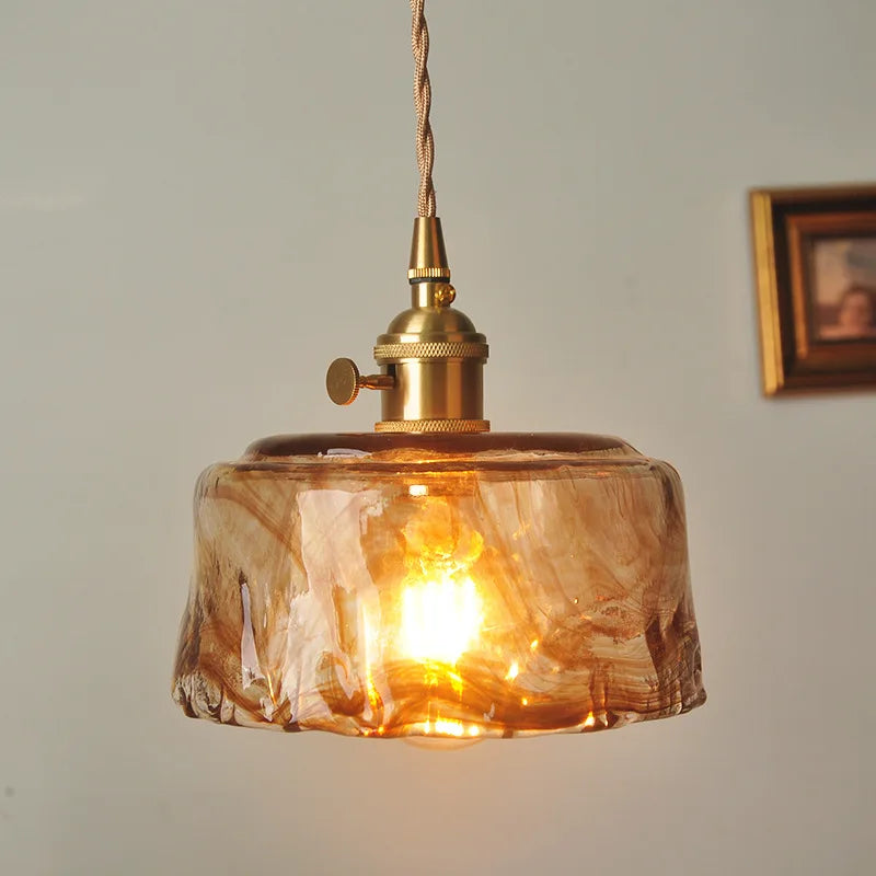 Glass Pendant Light Dining Room Nordic Copper Pendant Lamp brass Creative minimalist E27 Edison Hanging Lights For Restaurant
