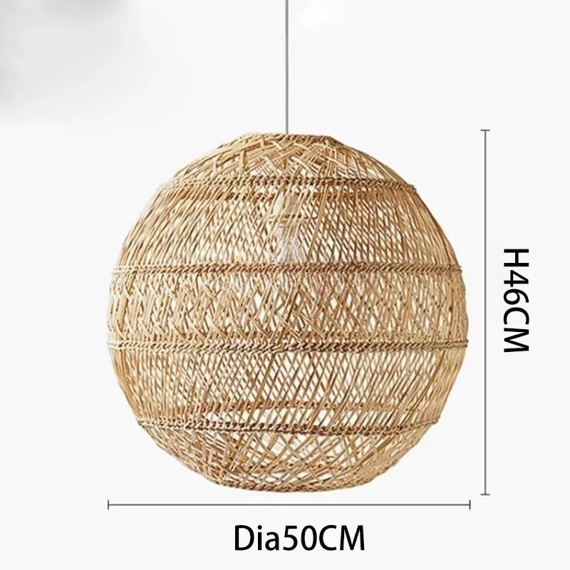Chinese Handmade Woven Natural Rattan Pendant Lamp Living Room Restaurant Hotel Homestay Bedroom Led Chandelier Art Lights Decor