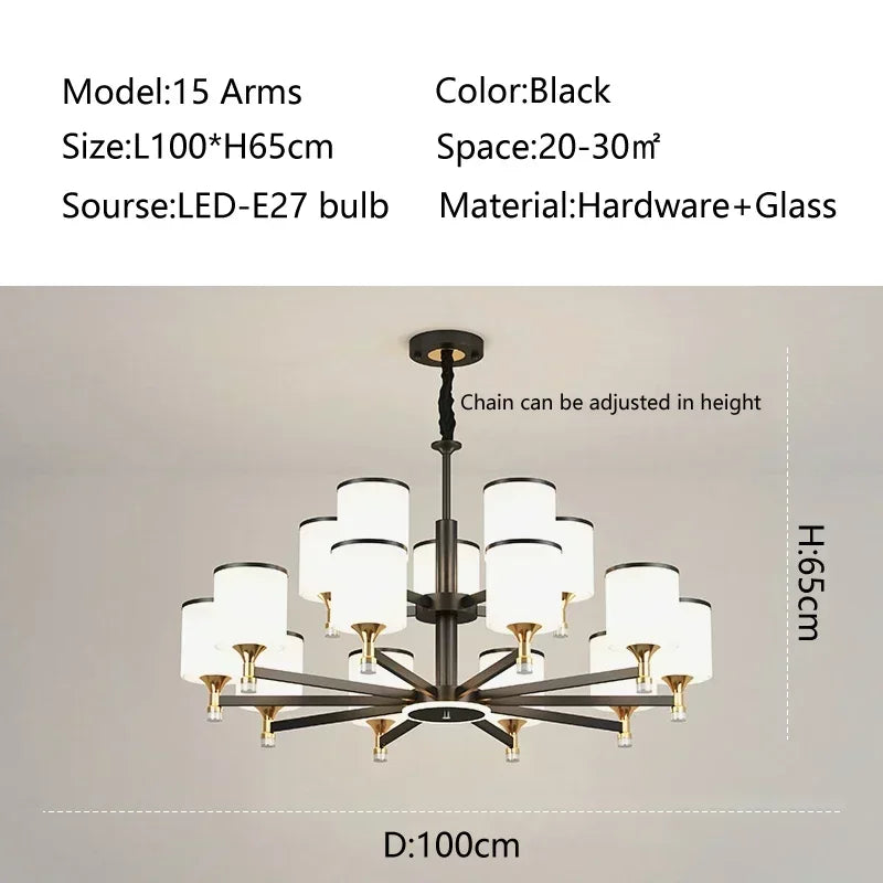 New Chinese Style Simple Chandelier Living Room Classical Restaurant Bedroom Trichromatic Pendant Lamp Retro Home Decor Lighting