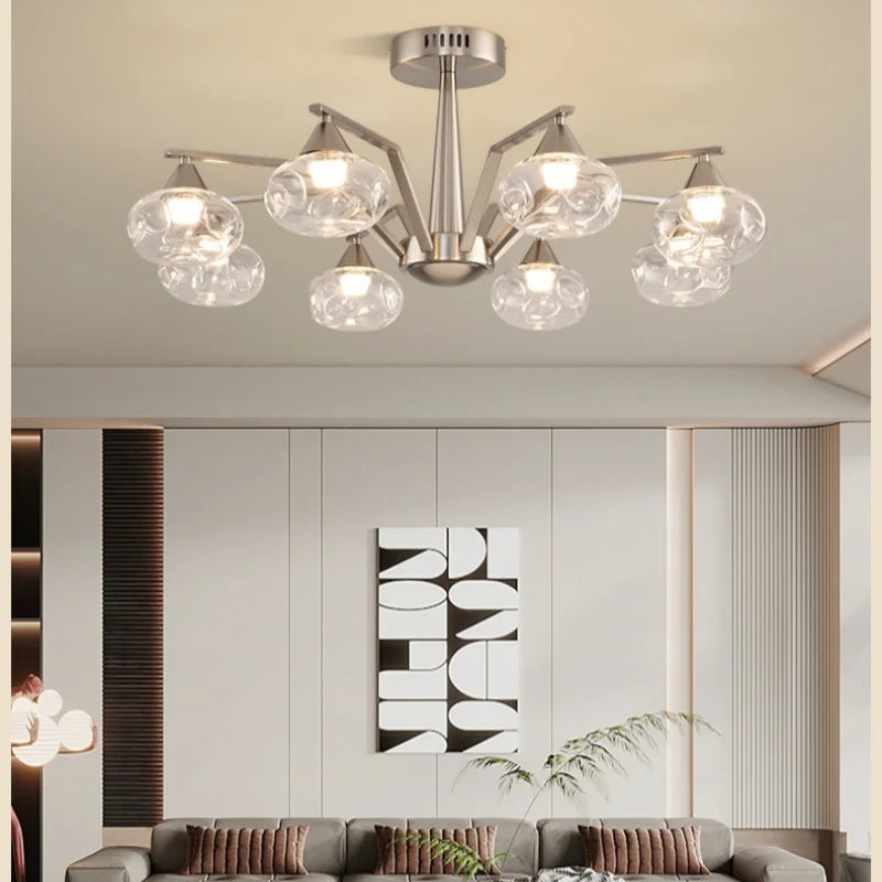 French Medieval Creative Retro Glass Pendant Lamp Living Room Bedroom Restaurant Kitchen LED Chandelier Indoor Decor Lighting