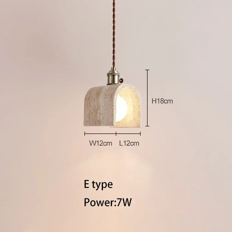 Wabi-Sabi Natural Stone Pendant Light – Japanese Minimalist Hanging Lamp