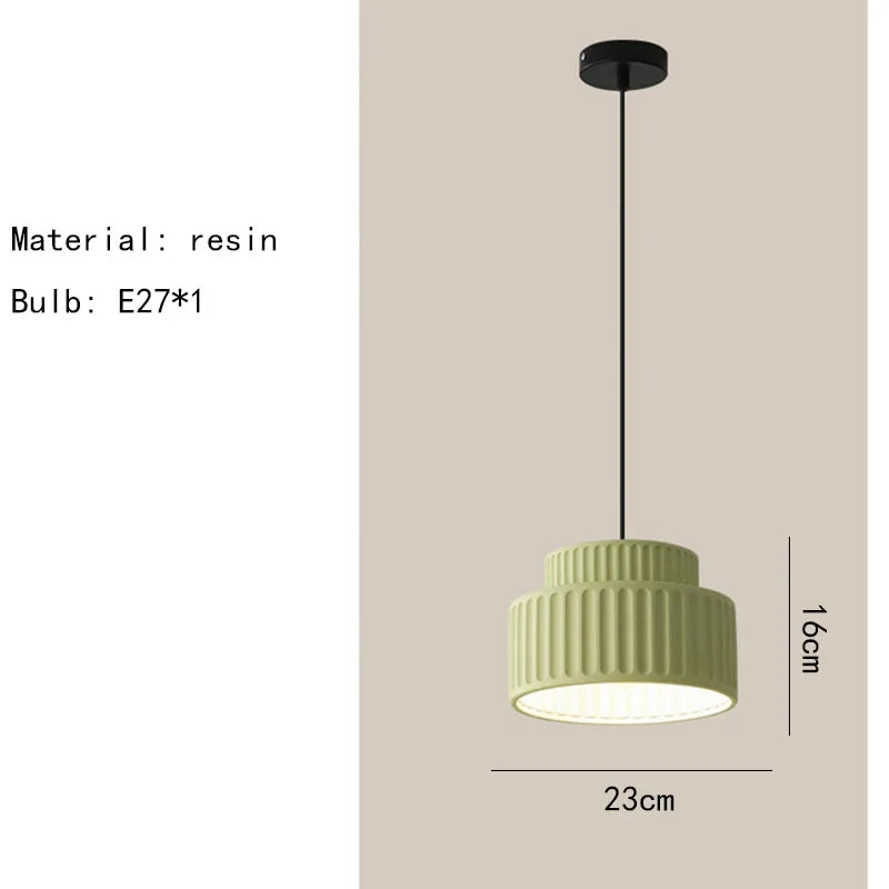 Modern Ribbed Pendant Light – Textured Resin Ceiling Lamp