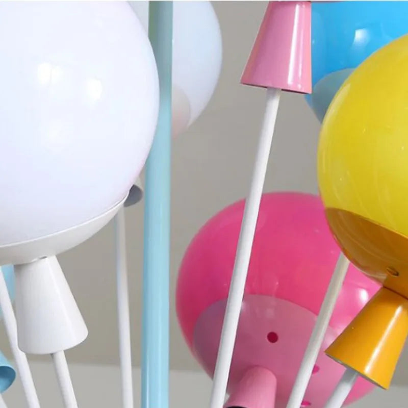 Kids Balloon House Chandelier – Colorful Wooden Ceiling Light for Children’s Room