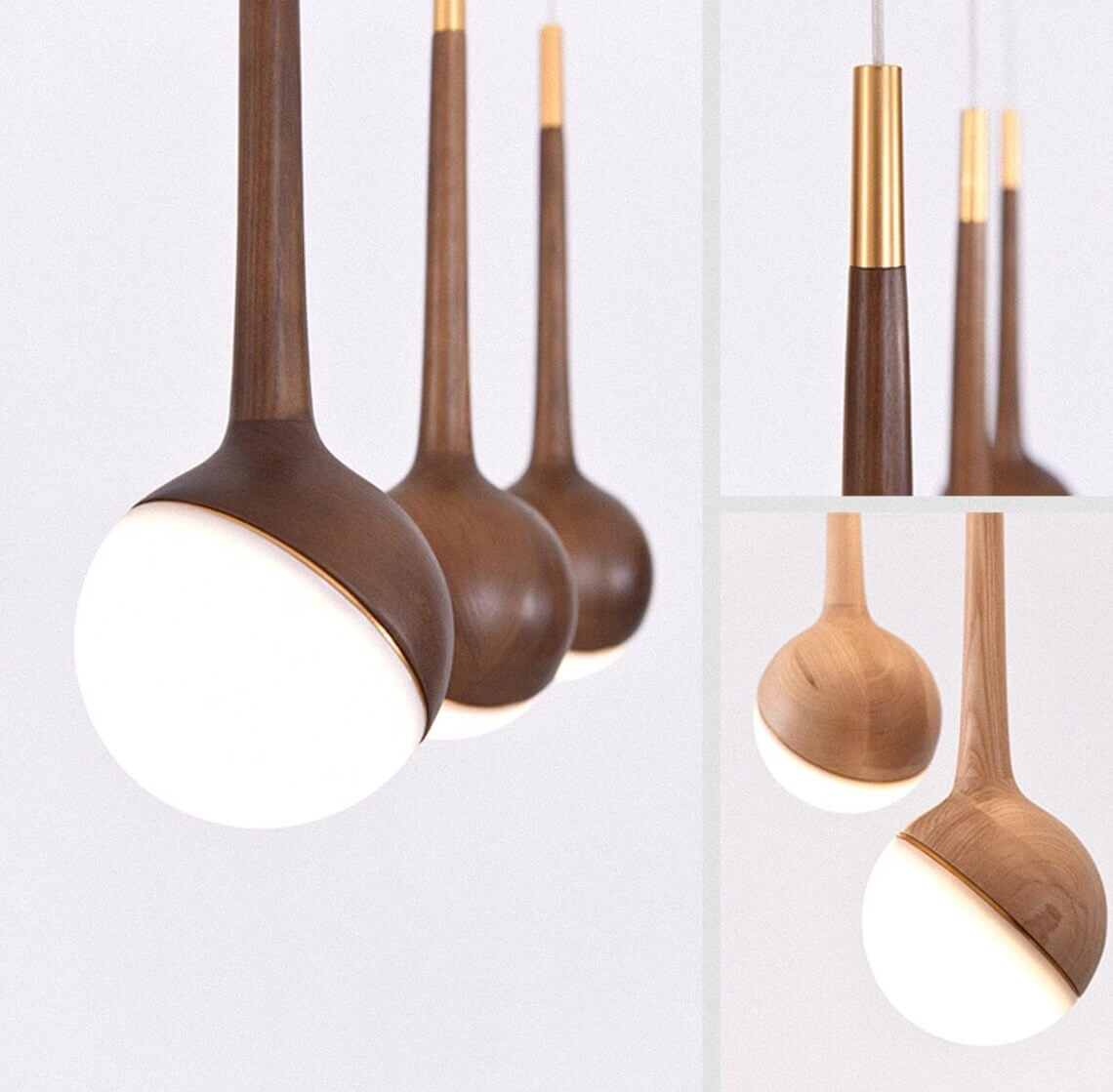 Solid Ash Wood Pendant Light – Minimalist LED Hanging Lamp