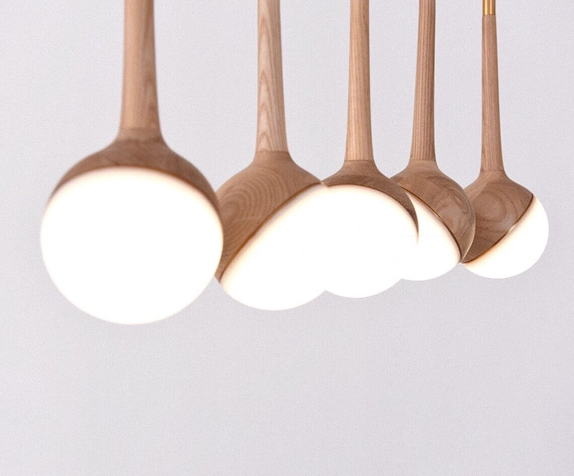 Solid Ash Wood Pendant Light – Minimalist LED Hanging Lamp
