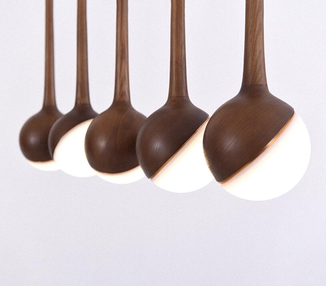 Solid Ash Wood Pendant Light – Minimalist LED Hanging Lamp